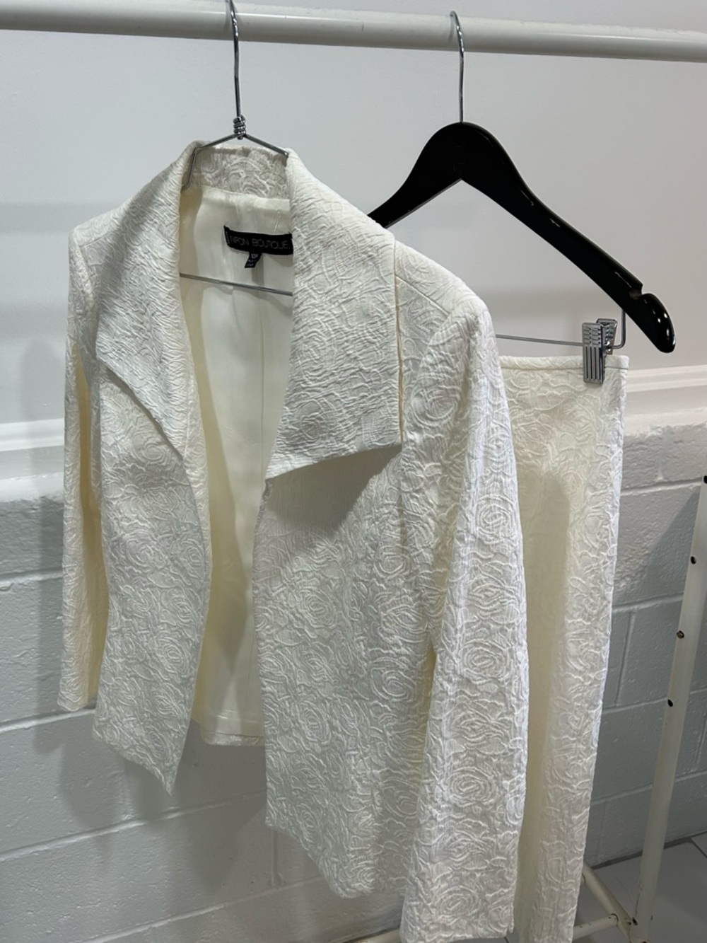 Nipon Boutique Ivory Textured Open-Front Jacket